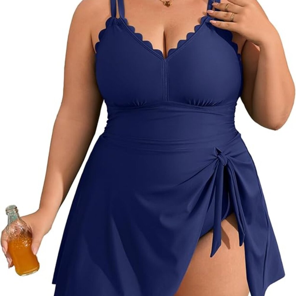 Charmo Plus Size Swimsuit for Women Swim Dress One Piece Tummy Control 3x